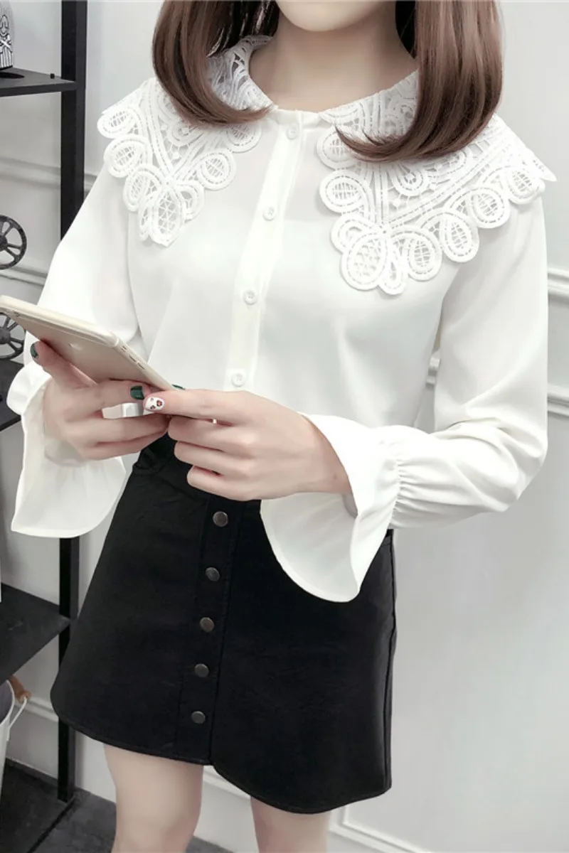 COIGARSAM 4XL Plus Size Full Sleeve Shirt Womens tops New Spring Chiffon Lace Women shirts White G852
COIGARSAM 4XL Plus Size Full Sleeve Shirt Womens tops New Spring Chiffon Lace Women shirts White G852