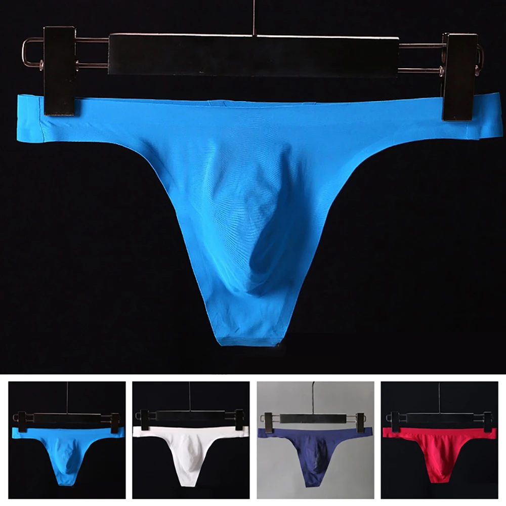 

T-Back Panties Seamless Underwear Men's Sexy Bikini Low Rise G-String Thong Briefs U Convex Bulge Cock Pouch Gay Men Knickers