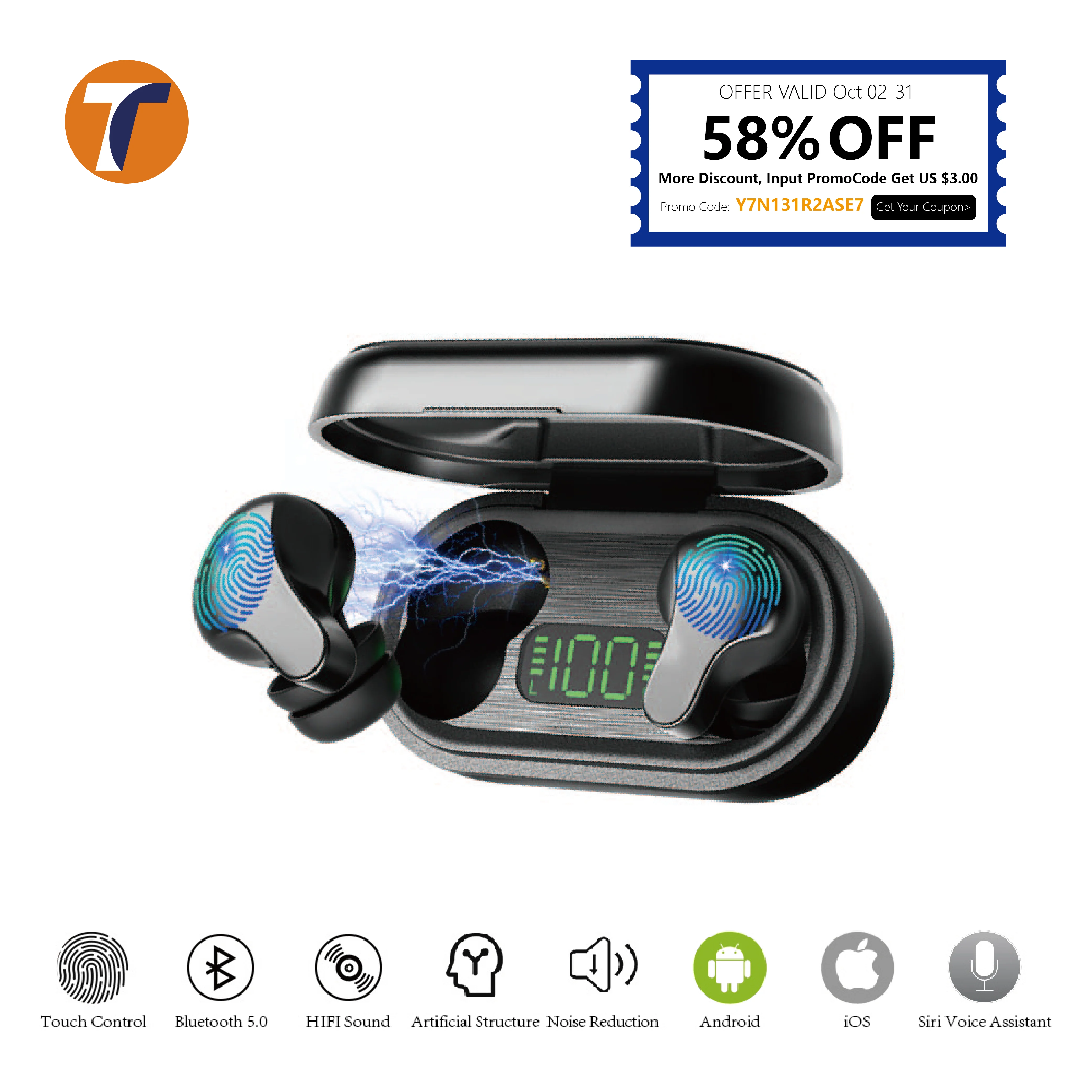 LED Display True Wireless Earphones Bluetooth 5.0 Immersive Bass Sound In Ear Earphone Support Siri Android iOS Universal
LED Display True Wireless Earphones Bluetooth 5.0 Immersive Bass Sound In Ear Earphone Support Siri Android iOS Universal