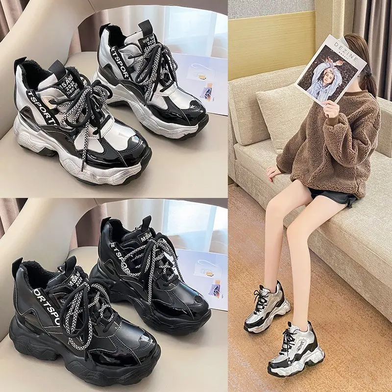 High Platform Sneakers Women Spring 10CM Thick Bottom Dad Shoe Height Increased Casual Shoes Breathing Leisure Leather Shoes New 
High Platform Sneakers Women Spring 10CM Thick Bottom Dad Shoe Height Increased Casual Shoes Breathing Leisure Leather Shoes New