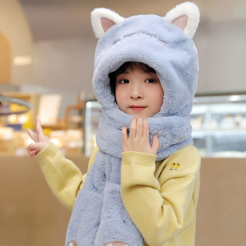 

Winter Warm Baby Kids Hat Gloves Scarf Combo Cute Cartoon Imitation Cashmere Ear Protection Cap Beanie Collar Wamer Mittens Neck