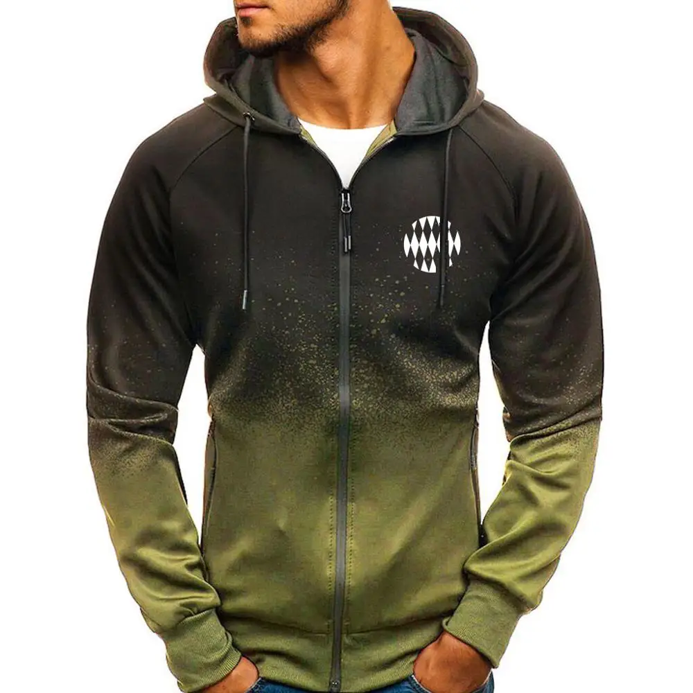 Jacket Men Casual Gradient color Hooded Sweatshirts zipper Hoodies Man Clothing