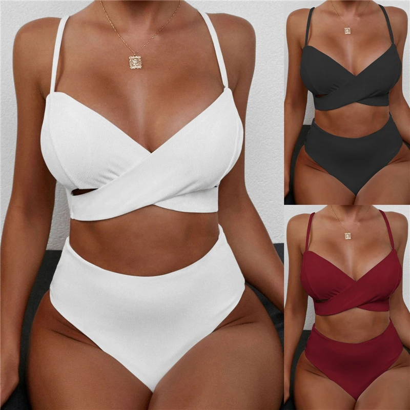 Women Swimwear Solid Color 2 Two Piece Set Adjustable Bikini Criss Cross Push Up Biquini High Waist Swimsuit Beach Bathingsuit
Women Swimwear Solid Color 2 Two Piece Set Adjustable Bikini Criss Cross Push Up Biquini High Waist Swimsuit Beach Bathingsuit