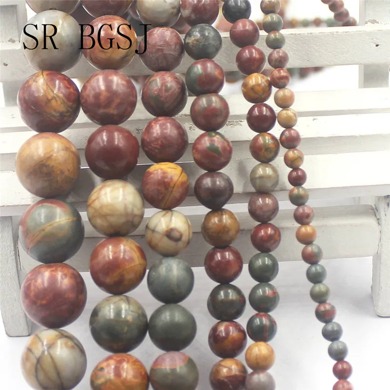Free Shipping BGSJ 4mm-14mm Natural Picasso Jasper Gemstone Loose Round Stone Loose Jewelry Making diy Beads String 15" 
Free Shipping BGSJ 4mm-14mm Natural Picasso Jasper Gemstone Loose Round Stone Loose Jewelry Making diy Beads String 15"