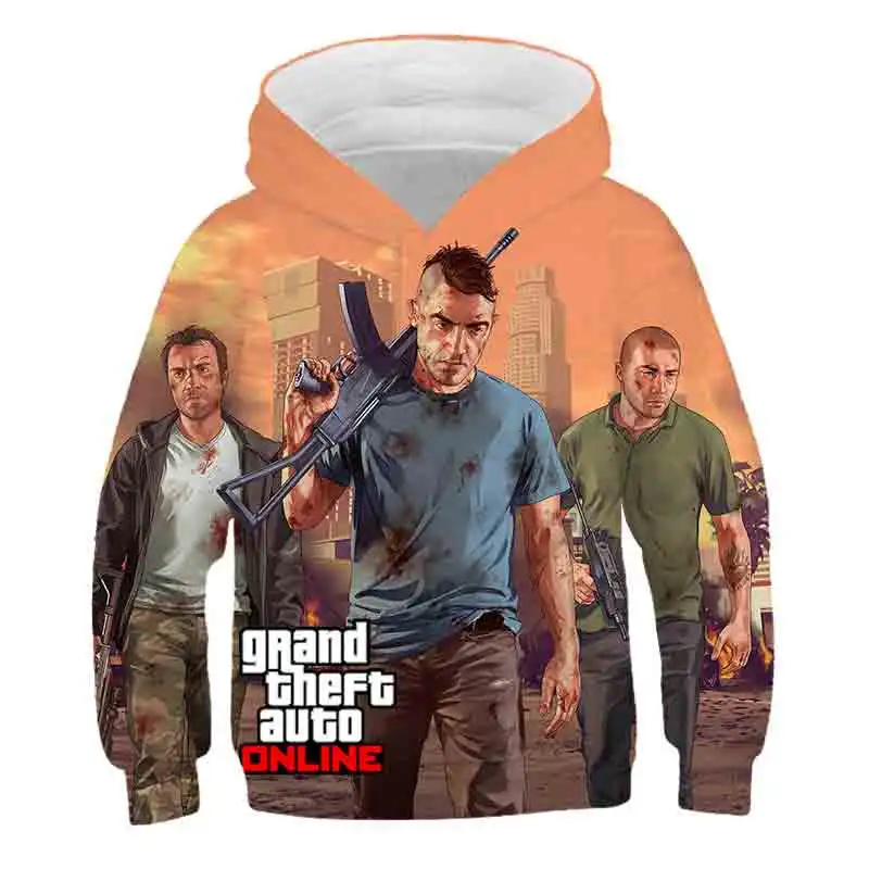 

3d GTA 5 Game boys clothes autumn popular hoodies for teen girls Sweatshirt Pullover hoody 4-14year Streetwear tops sudaderas
