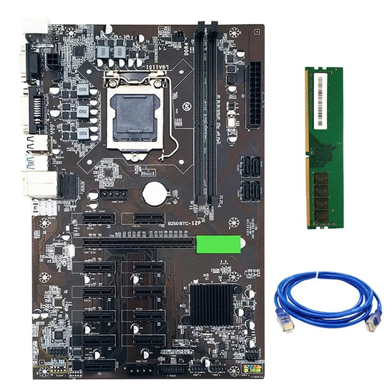 B250 BTC Mining Motherboard SATA3.0 USB3.0 LGA 1151 12XGraphics Card Slot with DDR4 8GB 2666Mhz RAM+RJ45 Network Cable
B250 BTC Mining Motherboard SATA3.0 USB3.0 LGA 1151 12XGraphics Card Slot with DDR4 8GB 2666Mhz RAM+RJ45 Network Cable