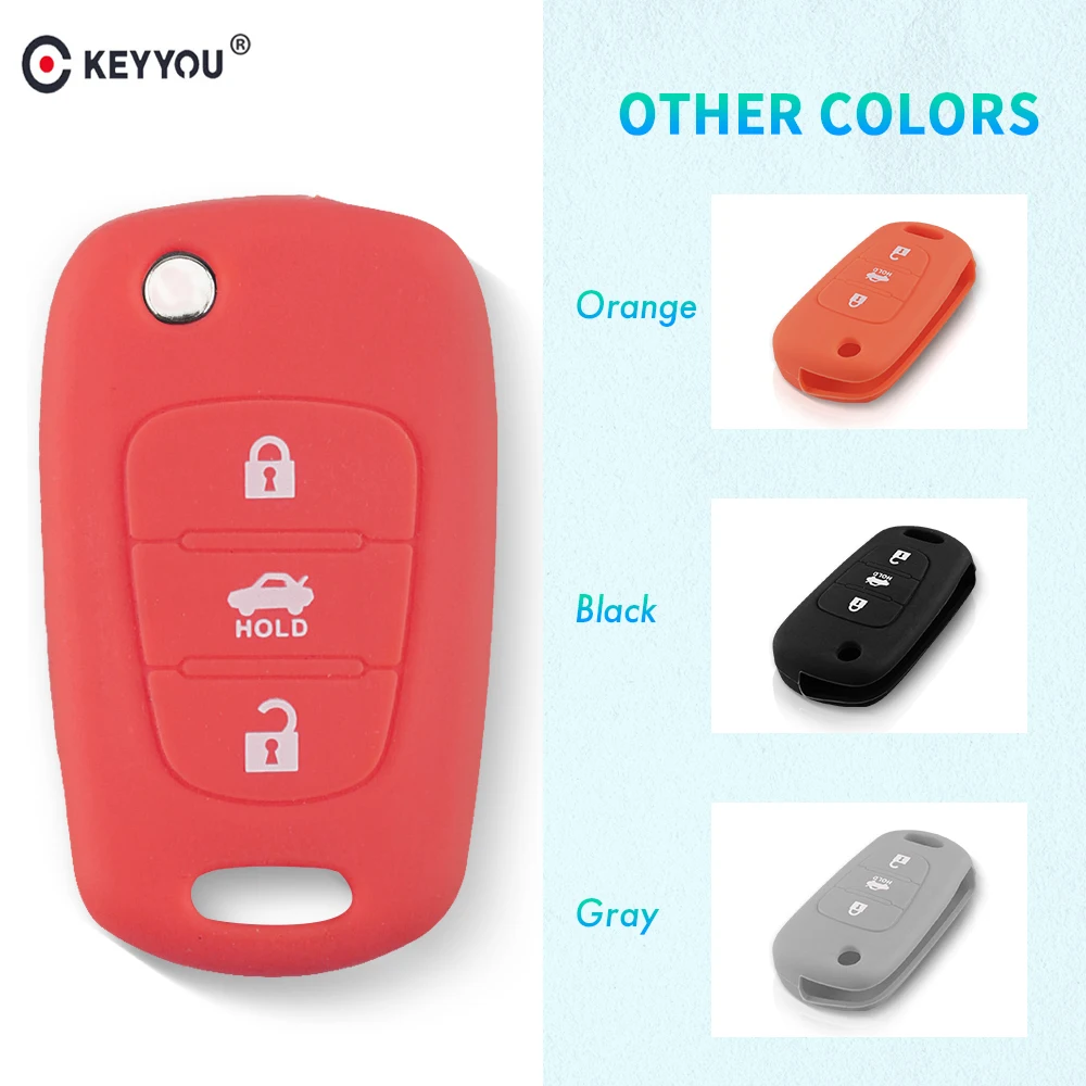 Откидной силиконовый чехол для ключа KEYYOU с 3 кнопками Hyundai i20 i30 i35 iX20 iX35 ix30 Solaris Verna