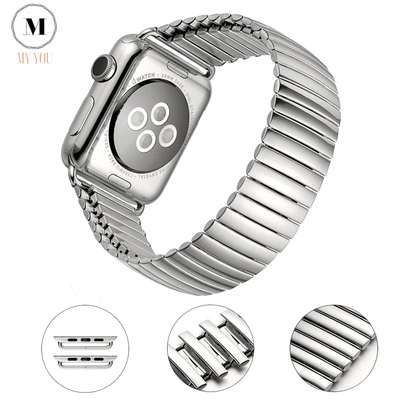 Фото Ремешок эластичный для Apple Watch band 38/40/42/44 мм браслет из нержавеющей стали iwatch Series 5 4