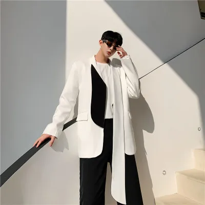 Hot New Design Cool Men Spring Suit Jacket Loose Straight Patchwork White Suit Jacket Personalized Show Men Coat
Hot New Design Cool Men Spring Suit Jacket Loose Straight Patchwork White Suit Jacket Personalized Show Men Coat