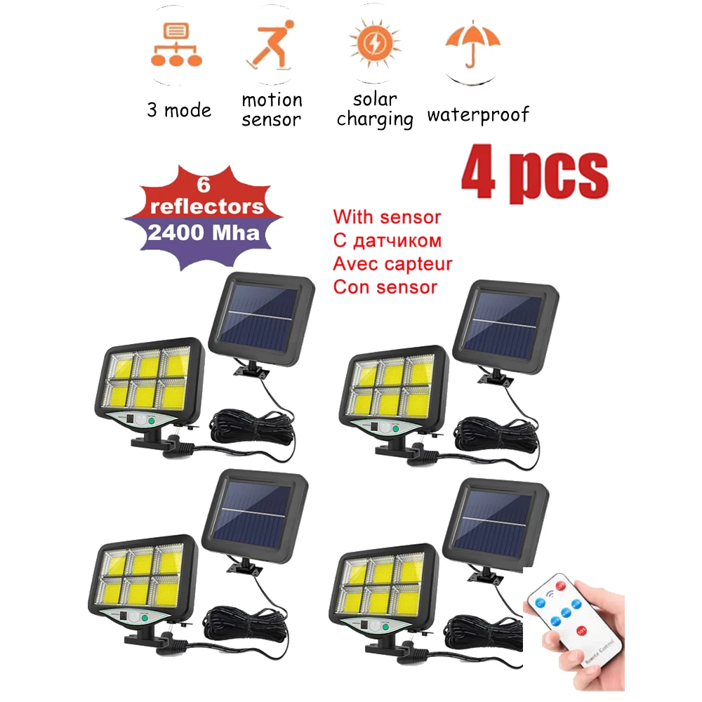 4pcs seperable 120 LED Solar Power Wall Light Motion Sensor Outdoor solar Street Lamps IP65 Waterproof Garden Outdoors Lamps rem
4pcs seperable 120 LED Solar Power Wall Light Motion Sensor Outdoor solar Street Lamps IP65 Waterproof Garden Outdoors Lamps rem
