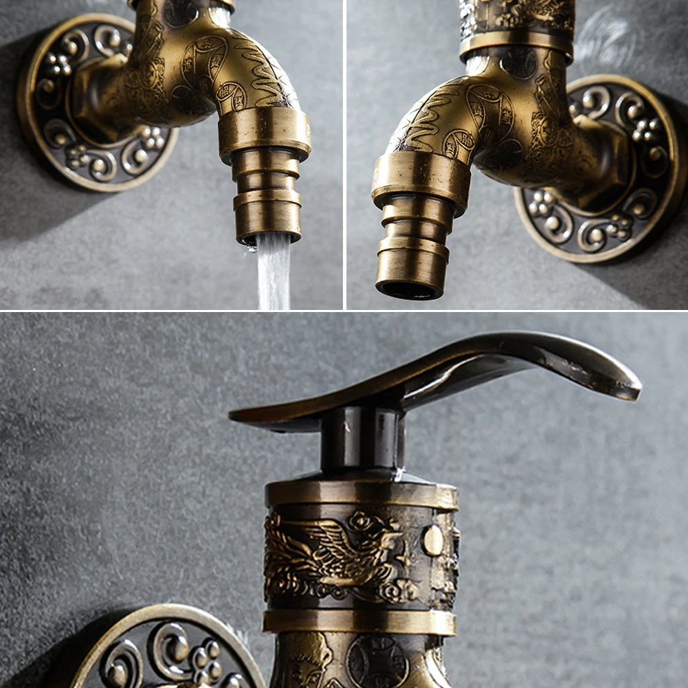 Vintage Faucet Brass Outdoor Garden Tap Dragon Carving Spigot Antique Faucet G1/2 Wall Mount Faucet Washing Machine Safe Healthy
Vintage Faucet Brass Outdoor Garden Tap Dragon Carving Spigot Antique Faucet G1/2 Wall Mount Faucet Washing Machine Safe Healthy