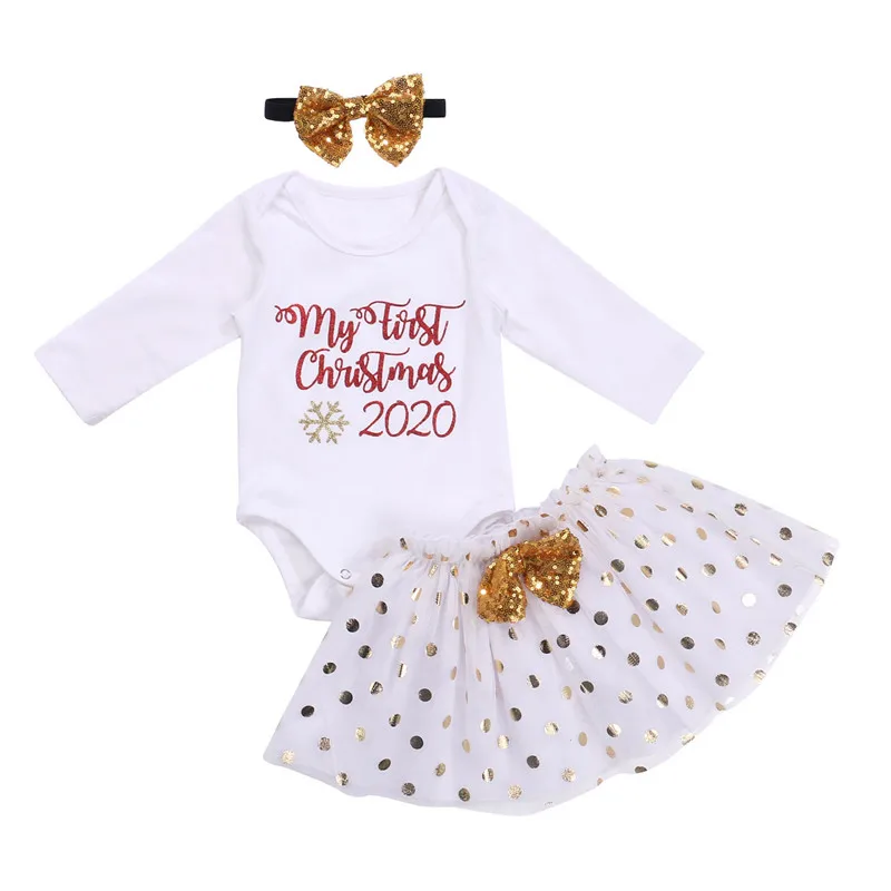 2021 Newborn Baby Girl Clothing Cotton Bodysuit Tops Polka Dot Tutu Skirt Headband Xmas My 1st Christmas Set
2021 Newborn Baby Girl Clothing Cotton Bodysuit Tops Polka Dot Tutu Skirt Headband Xmas My 1st Christmas Set