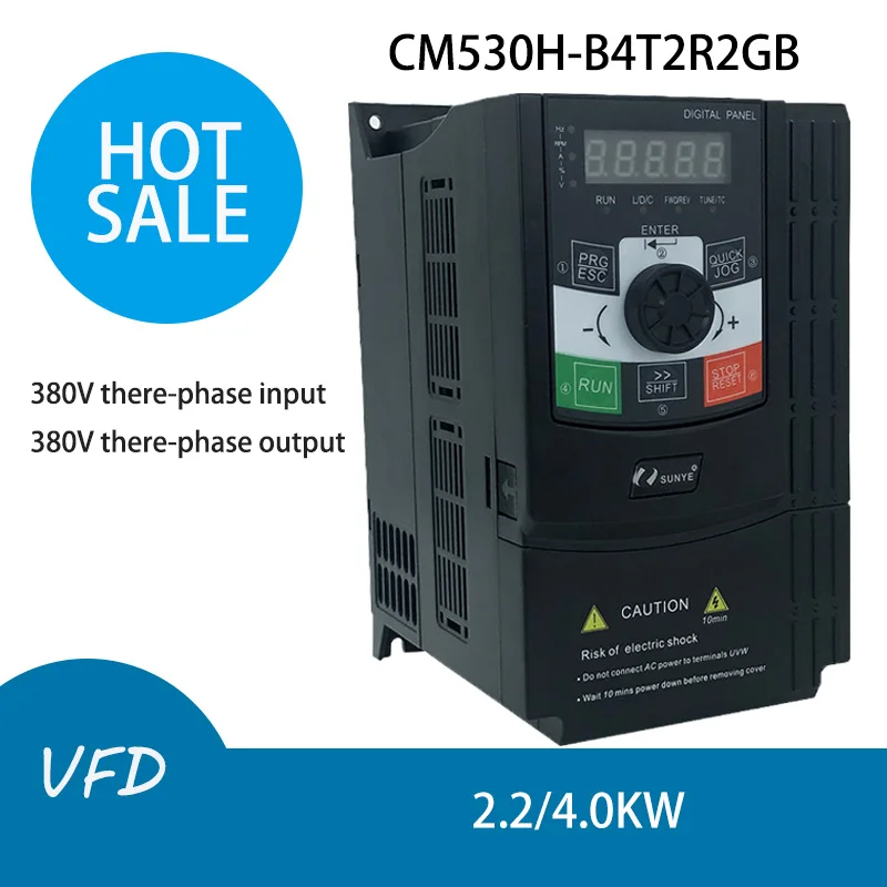 VFD inverter 2.2/4.0KW 380V three-phase input CM530H-B4T2R2GB/4R0PB engraving machine VFD spindle motor speed controlle
VFD inverter 2.2/4.0KW 380V three-phase input CM530H-B4T2R2GB/4R0PB engraving machine VFD spindle motor speed controlle