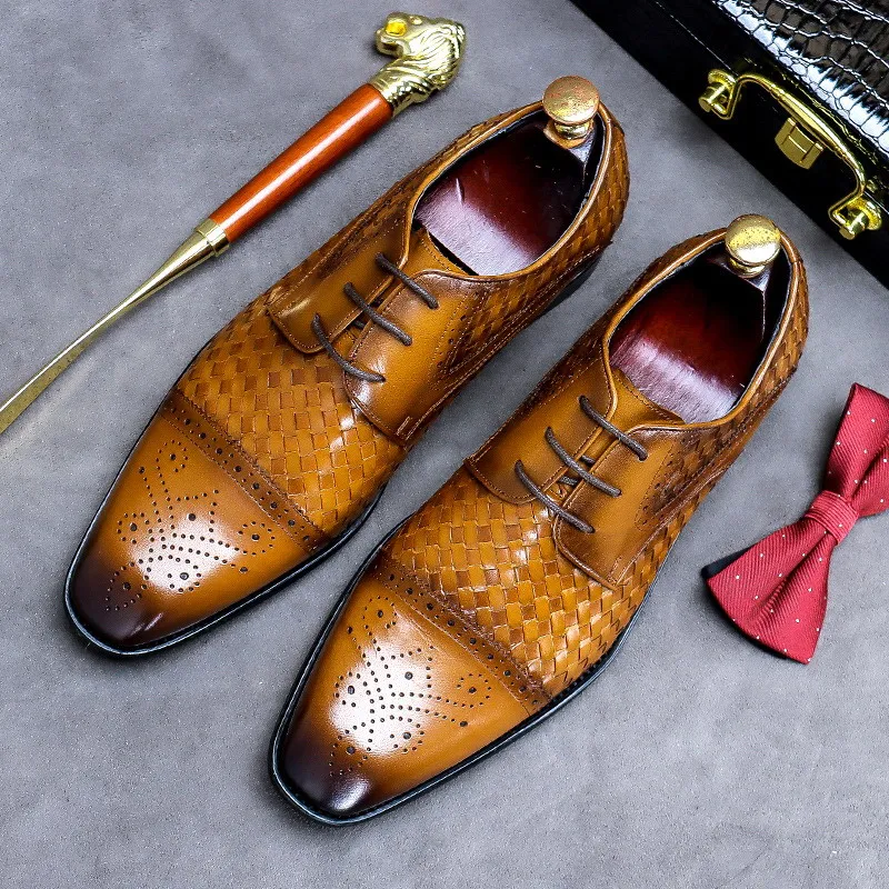 British Designer Mens Brown Dress Shoes Pointed Toe Business Leisure Genuine Leather Office Career Knit Brogue Zapatos ERRFC
British Designer Mens Brown Dress Shoes Pointed Toe Business Leisure Genuine Leather Office Career Knit Brogue Zapatos ERRFC