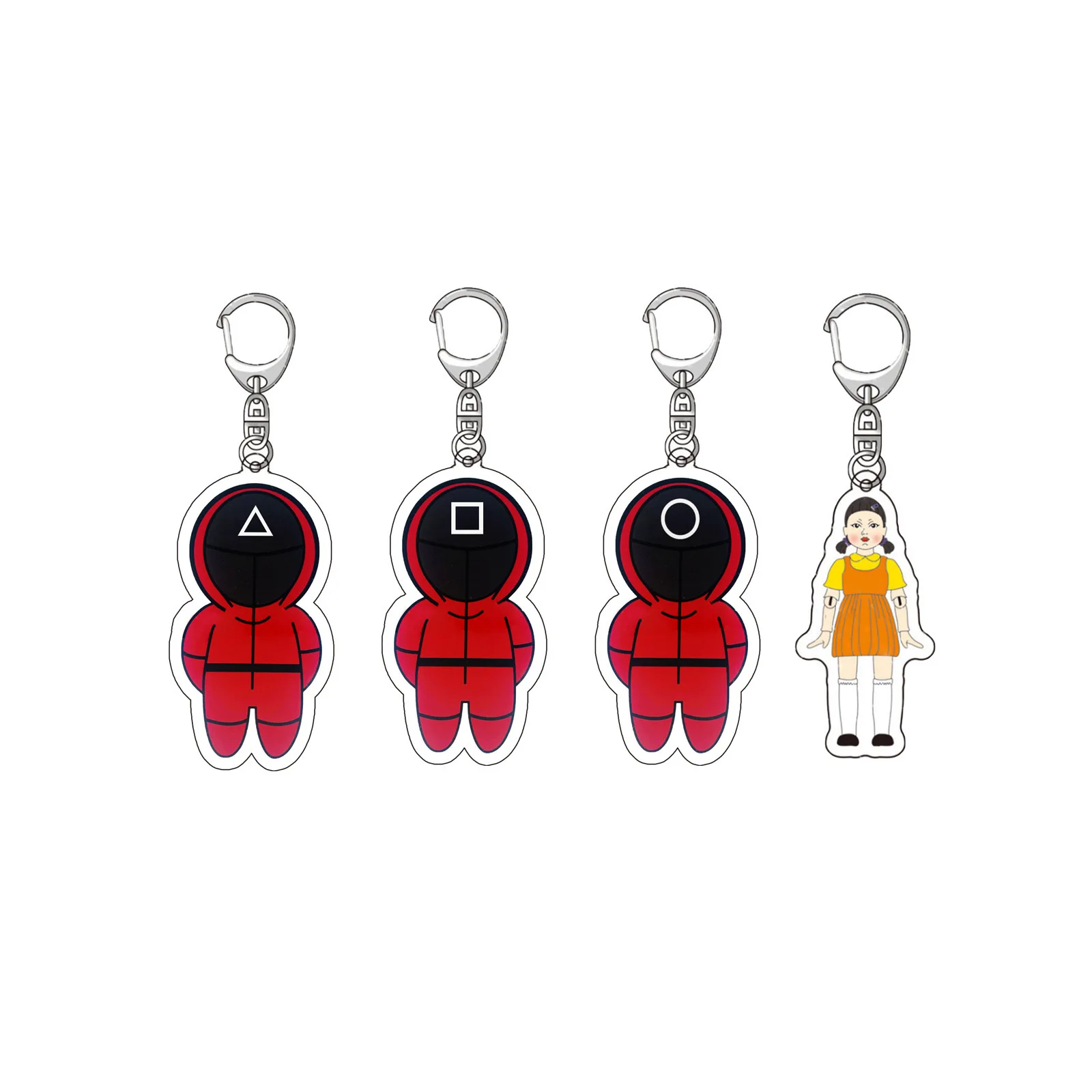 Squid Game Figures Mask Keychain Charms Accessories Round Six Cosplay Keychains for Ladies Women Men Kids Key Chain Toys Gift
Squid Game Figures Mask Keychain Charms Accessories Round Six Cosplay Keychains for Ladies Women Men Kids Key Chain Toys Gift