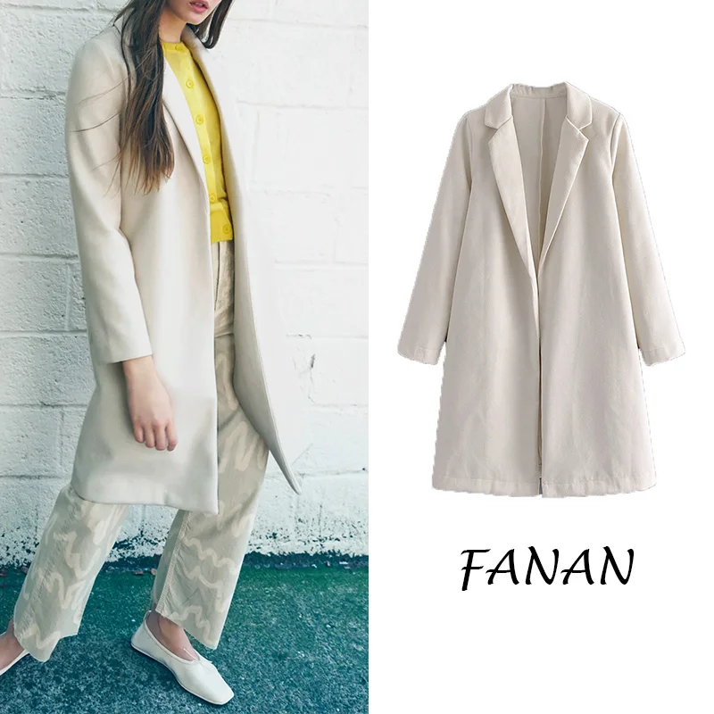 Women 2021 Woolen Coat Fashion Open Stitch Long Coat Za Vintage Lapel Collar Long Sleeve Female Outerwear Chic Overcoat
Women 2021 Woolen Coat Fashion Open Stitch Long Coat Za Vintage Lapel Collar Long Sleeve Female Outerwear Chic Overcoat