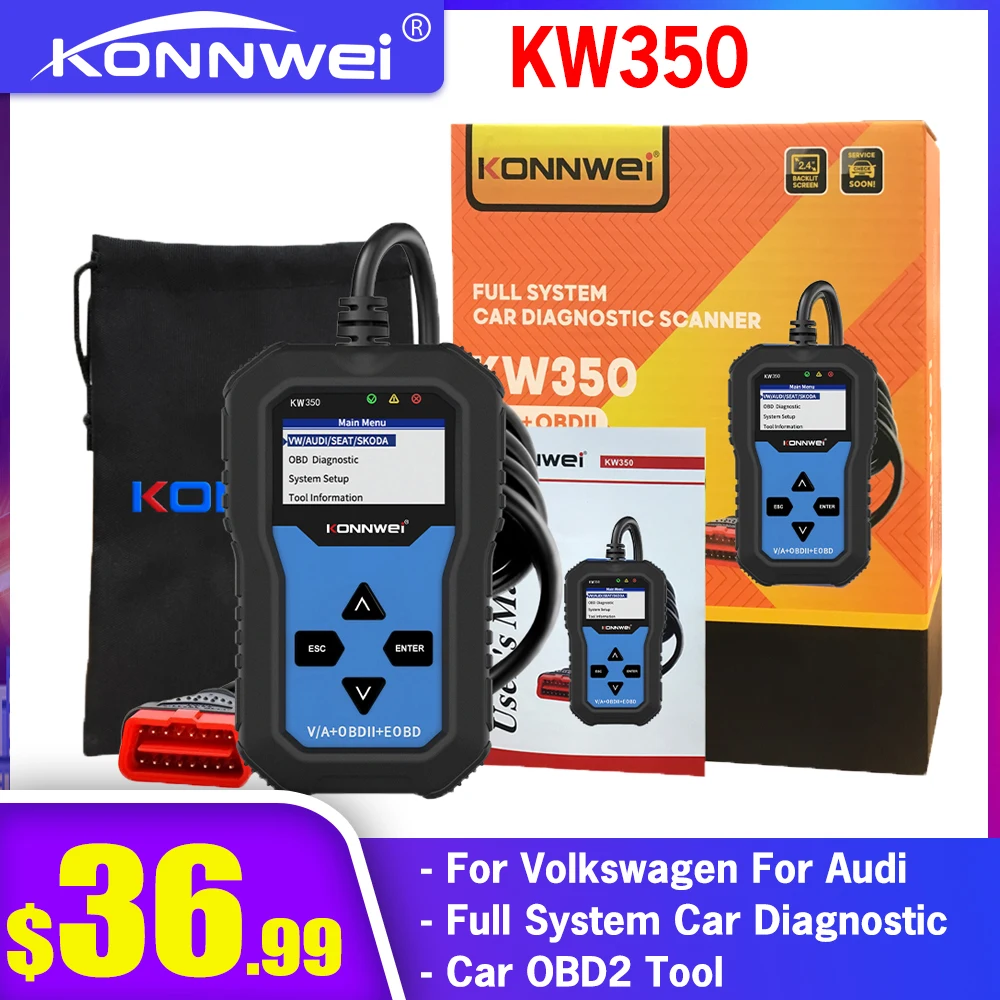 KONNWEI KW350 For Volkswagen For Audi Car OBD2 Tool Full System Car Diagnostic tool Vehicle diagnostic instrument ELM327
KONNWEI KW350 For Volkswagen For Audi Car OBD2 Tool Full System Car Diagnostic tool Vehicle diagnostic instrument ELM327