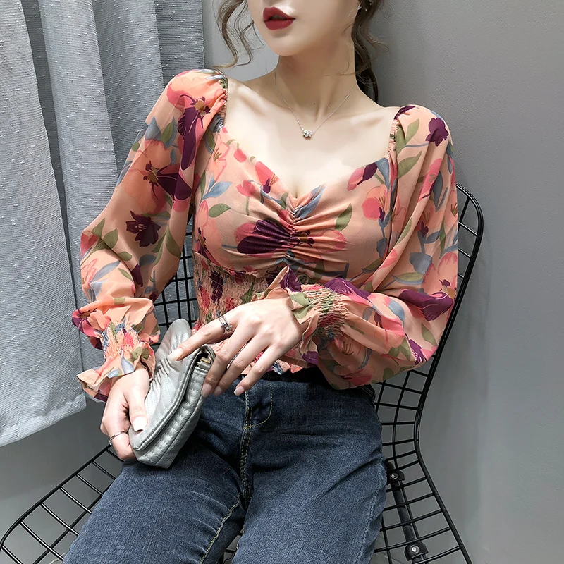 Womens Tops Korean Fashion Print Blouse Spring Autumn Long Sleeve Crop Top Vintage Square Collar Chiffon Shirts Female Blouses
Womens Tops Korean Fashion Print Blouse Spring Autumn Long Sleeve Crop Top Vintage Square Collar Chiffon Shirts Female Blouses