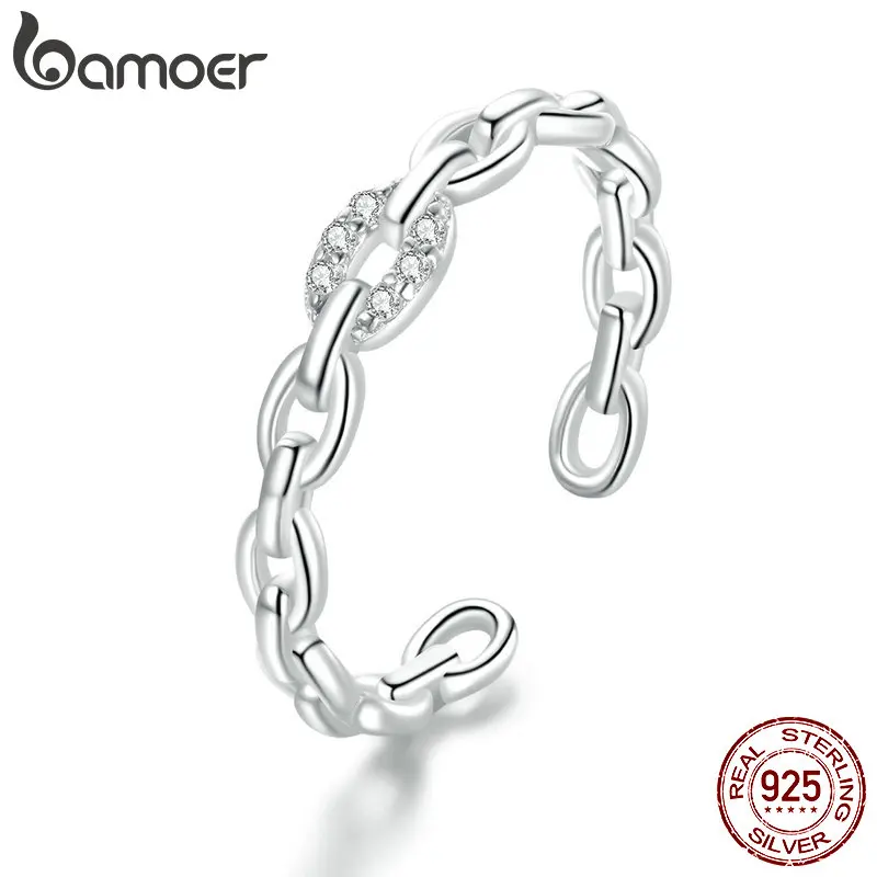 bamoer Genuine 925 Sterling Silver Geometric Chain Ring Finger Rings for Women Wedding Band Engagement Statement Jewelry BSR145
bamoer Genuine 925 Sterling Silver Geometric Chain Ring Finger Rings for Women Wedding Band Engagement Statement Jewelry BSR145