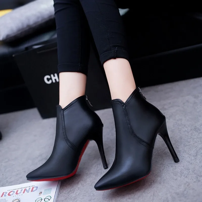 Women Bare Boots High Heels Dress Shoes Pointed Toe Boots Black Red Botas Mujer Thin Heels Pumps Woman Shoes Ankle Boots
Women Bare Boots High Heels Dress Shoes Pointed Toe Boots Black Red Botas Mujer Thin Heels Pumps Woman Shoes Ankle Boots
