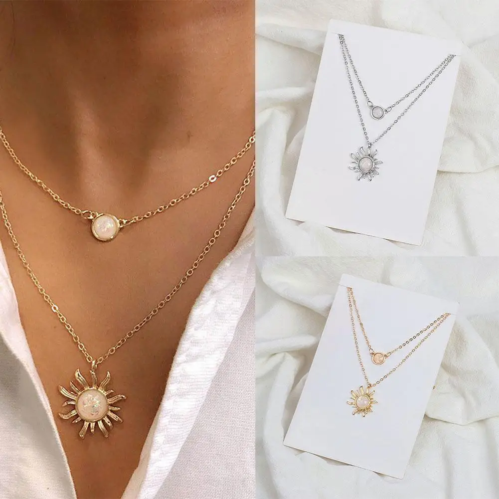 Multilayer Sunflower Necklace Clavicle Chain Fashion Design Valentine Woman Christmas Opal Chain Gift French Clavicle V9u6
Multilayer Sunflower Necklace Clavicle Chain Fashion Design Valentine Woman Christmas Opal Chain Gift French Clavicle V9u6