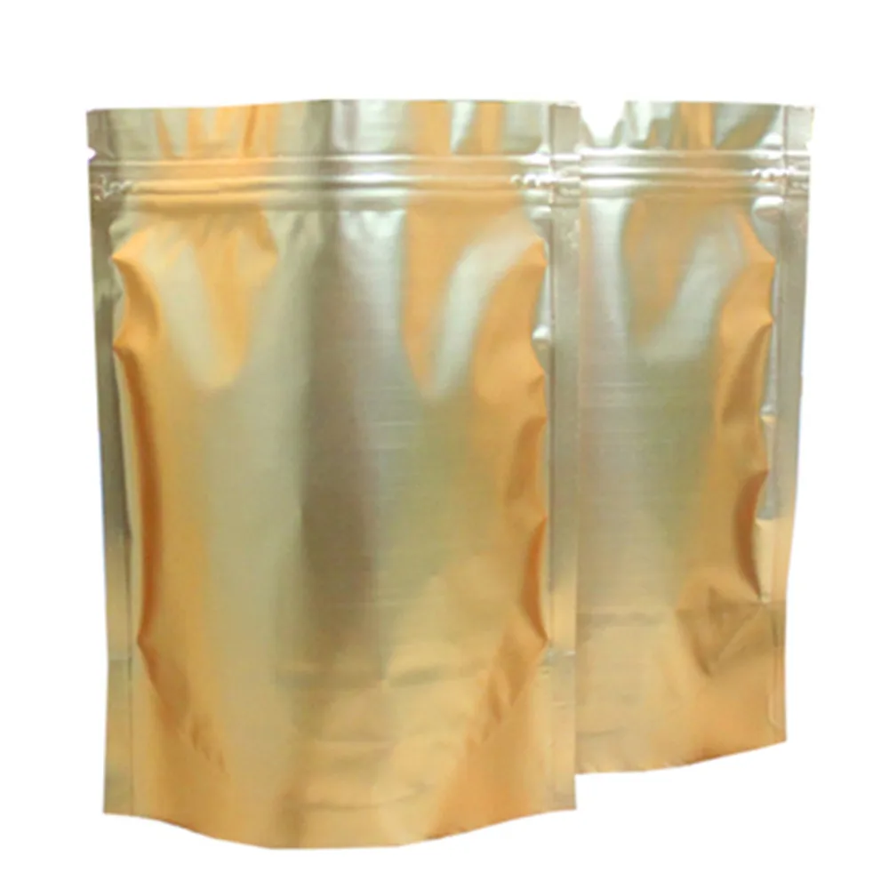 

1000Pcs/Lot Gold Matte Aluminum Mylar Foil Zip Lock Stand Up Tear Notch Bag Reusable Waterproof Food Snack Nuts Coffee Pouches