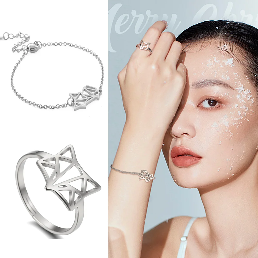 COOLTIME Stainless Steel Women Jewelry Sets Animal Fox Bracelet on Hand Open Ring Birthday Gift Set Woman 2 Pieces Wedding
COOLTIME Stainless Steel Women Jewelry Sets Animal Fox Bracelet on Hand Open Ring Birthday Gift Set Woman 2 Pieces Wedding