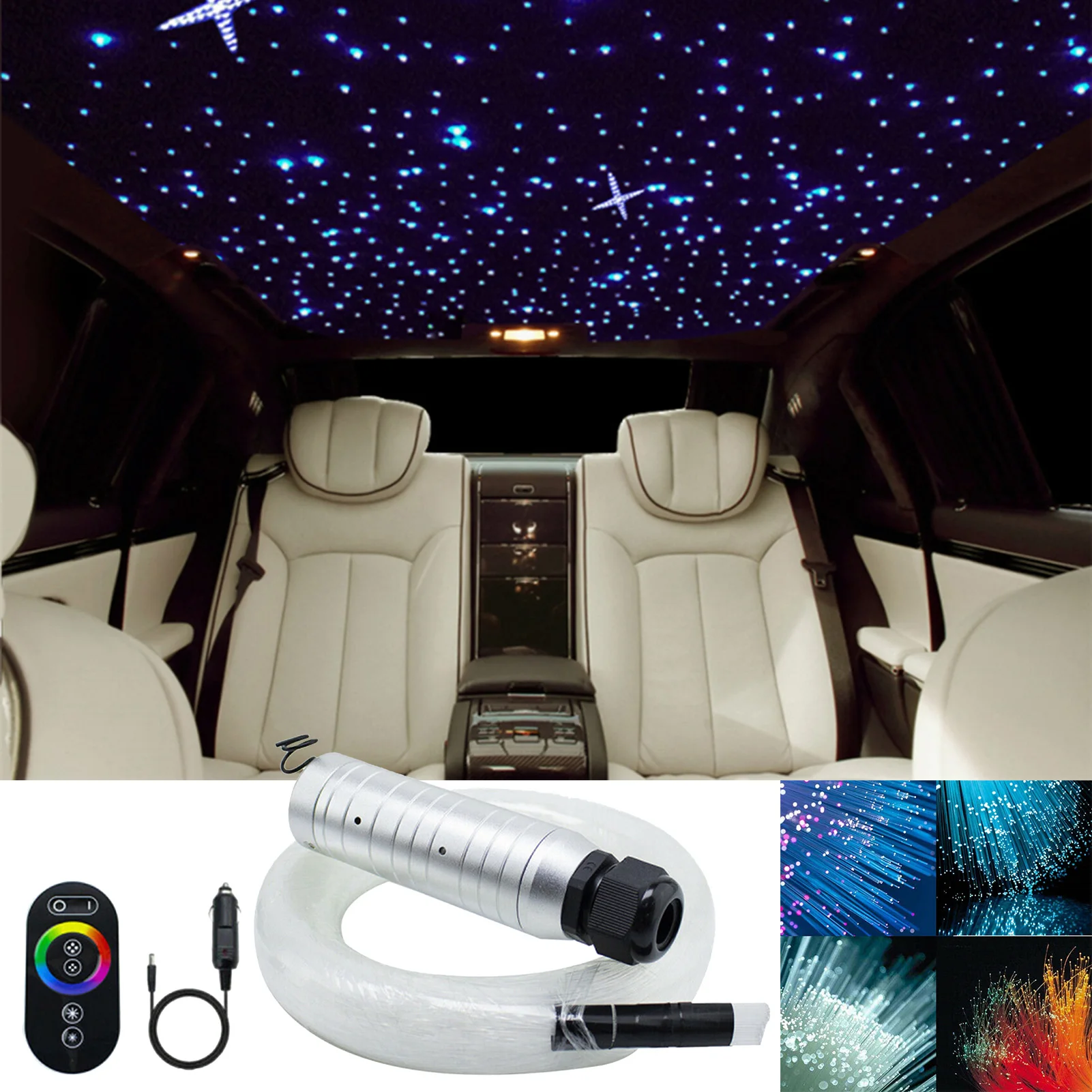 Remote Control Starry Sky Floodlight Car Use DC12V 6W RGB Plastic Fiber Optic Star Ceiling Kit Light 150pcs/200pcs 0.75mm 2M
Remote Control Starry Sky Floodlight Car Use DC12V 6W RGB Plastic Fiber Optic Star Ceiling Kit Light 150pcs/200pcs 0.75mm 2M