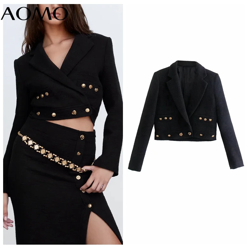 Женский твидовый пиджак AOMO, черный укороченный пиджак с английским воротником и карманами, винтажный, Повседневный, 3H204A, 2021
Женский твидовый пиджак AOMO, черный укороченный пиджак с английским воротником и карманами, винтажный, Повседневный, 3H204A, 2021