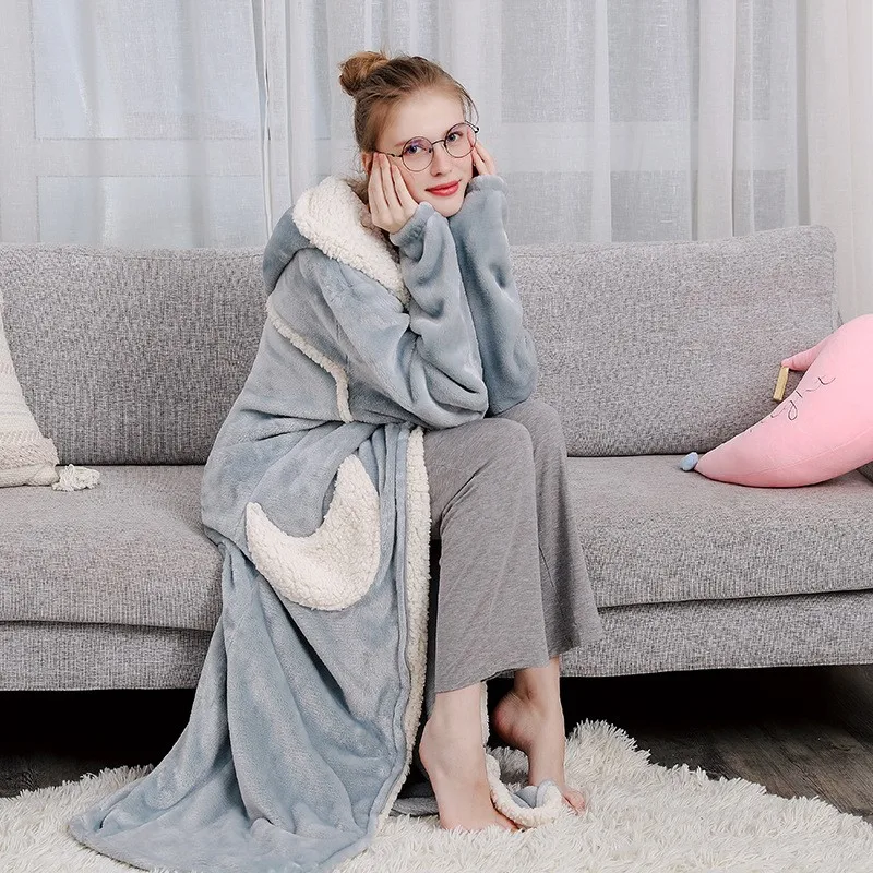 Winter Flannel Robe Loose Nightgown Women Plush Ear Hooded Sleepwear Long Sleeve Lounge Casual Warm Nightdress Home Clothes
Winter Flannel Robe Loose Nightgown Women Plush Ear Hooded Sleepwear Long Sleeve Lounge Casual Warm Nightdress Home Clothes