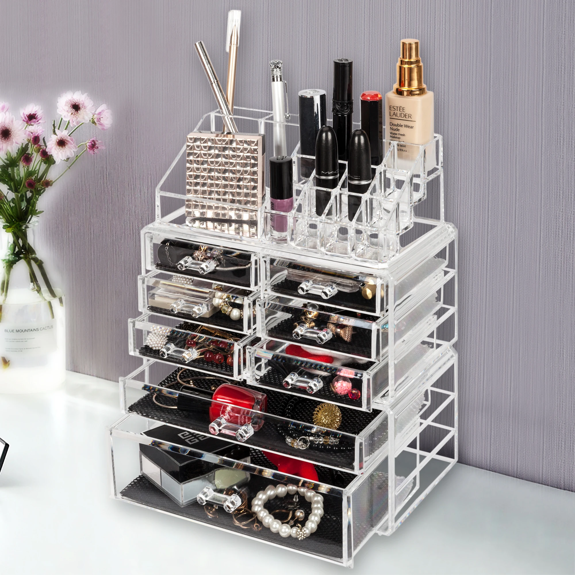 Storage Rack with 6 Small & 2 Large Cosmetics Drawers containers storage Transparent180821306
Storage Rack with 6 Small & 2 Large Cosmetics Drawers containers storage Transparent180821306