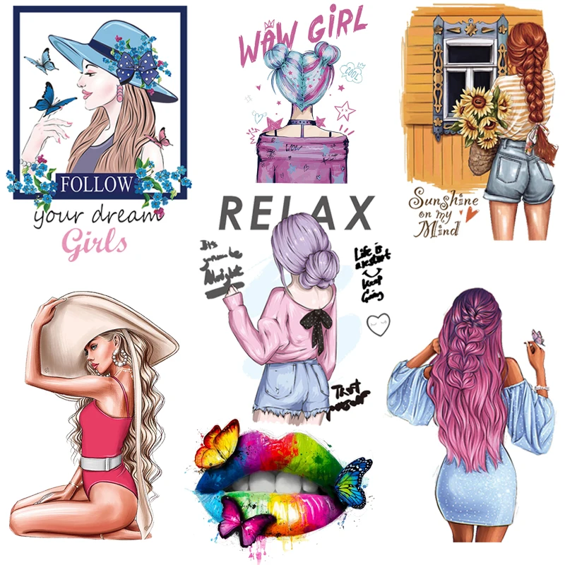 Beautiful Fashion Girl Applique Heat Thermal Transfer For Clothing Stickers Cartoon Patch Iron-on Transfers For Clothes Washable
Beautiful Fashion Girl Applique Heat Thermal Transfer For Clothing Stickers Cartoon Patch Iron-on Transfers For Clothes Washable