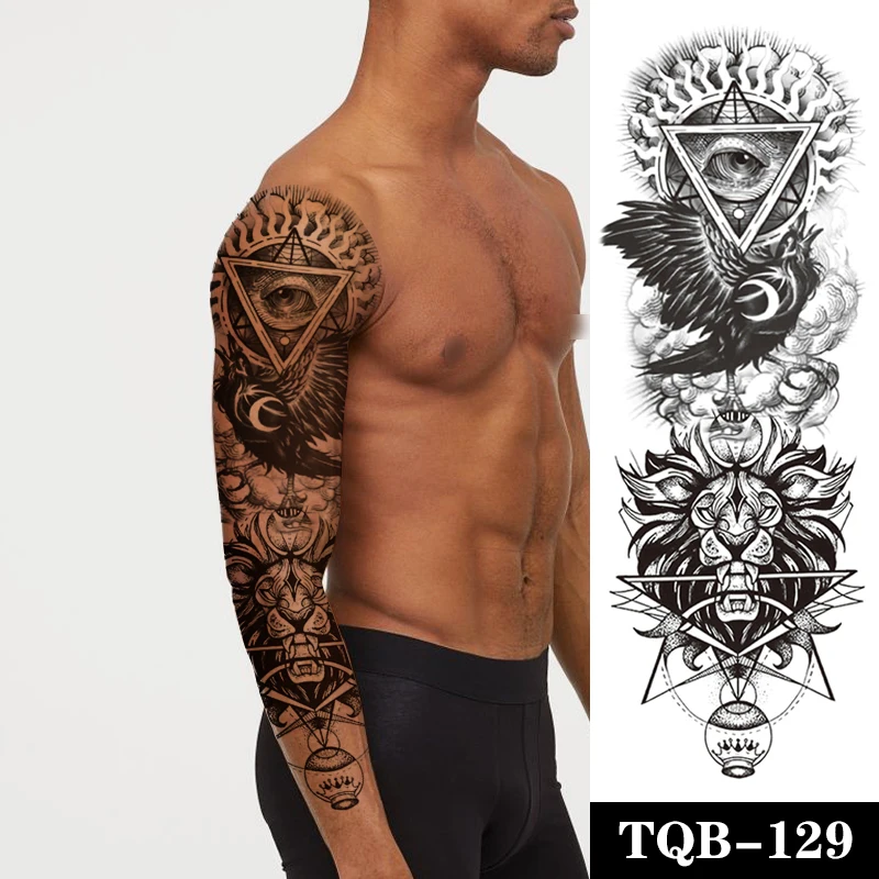 Waterproof Temporary Tattoo Lion Crow Eye Sun Moon Geometric Animal Nature Tattoo Body Art Full Arm Fake Sleeve Tatoo Women Men
Waterproof Temporary Tattoo Lion Crow Eye Sun Moon Geometric Animal Nature Tattoo Body Art Full Arm Fake Sleeve Tatoo Women Men