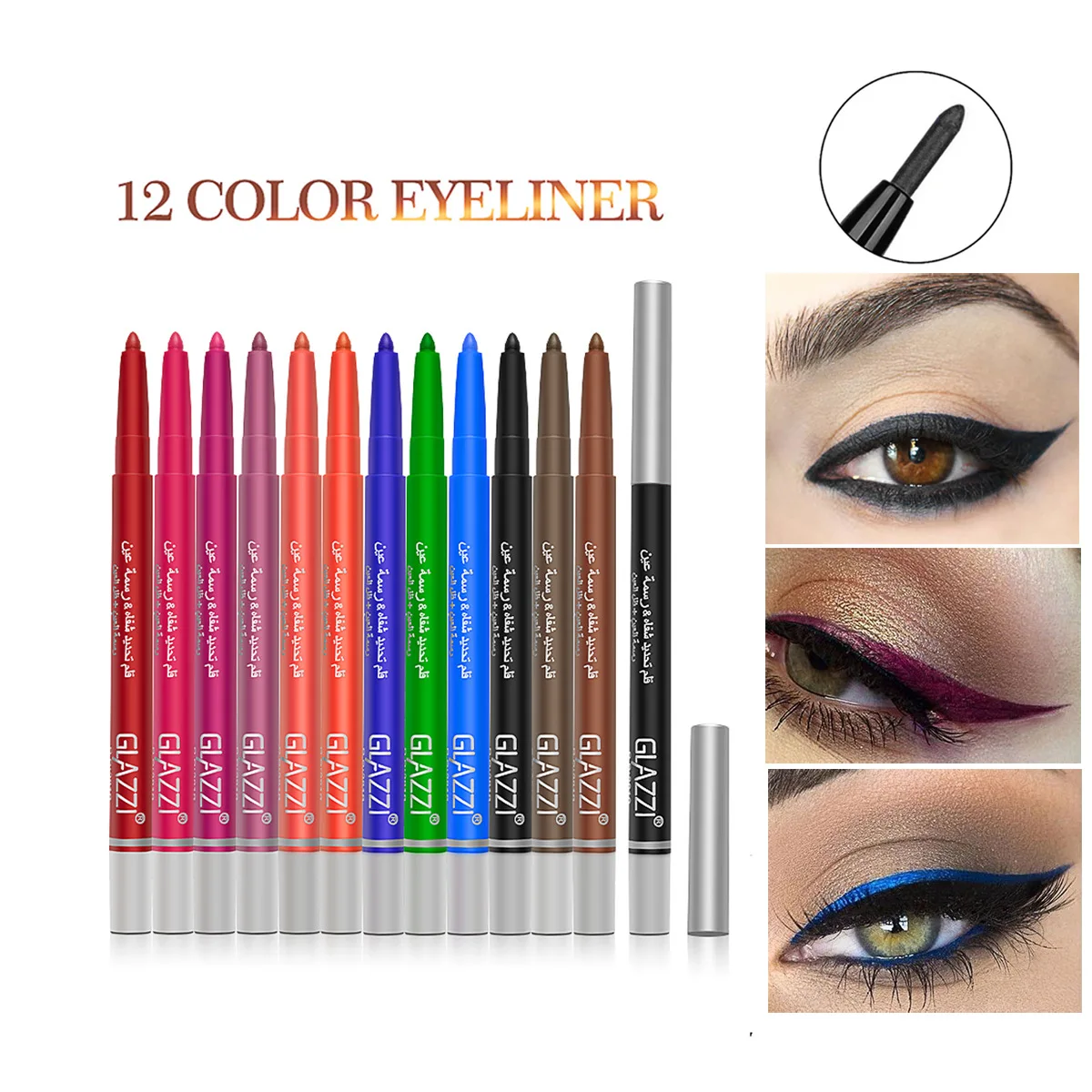 12 color eyeliner color Waterproof Fast Dry Black Pencil Cosmetic Double-ended Eye liner Smooth MakeUp Tools12pcs/set
12 color eyeliner color Waterproof Fast Dry Black Pencil Cosmetic Double-ended Eye liner Smooth MakeUp Tools12pcs/set