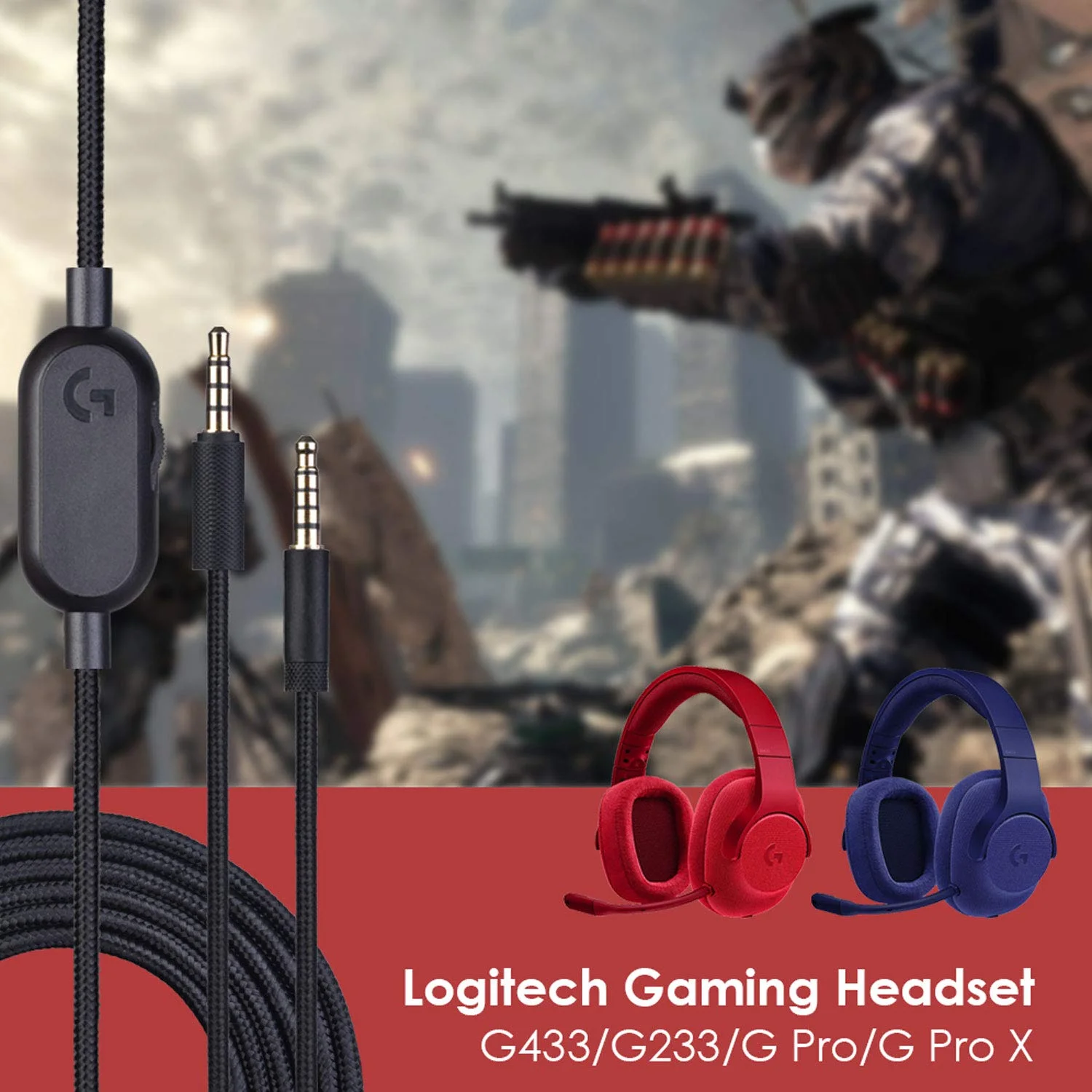 Сменный плетеный кабель-удлинитель 2 0 м провод для игровой гарнитуры Logitech G433 G233 G