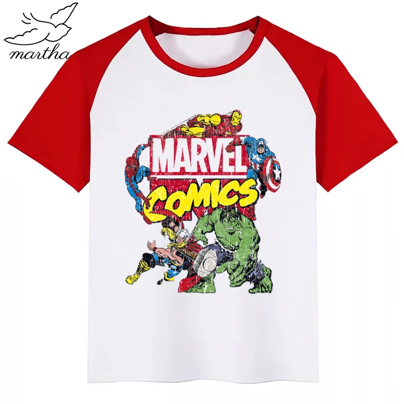 Детская летняя забавная футболка с принтом мстители для мальчиков и девочек