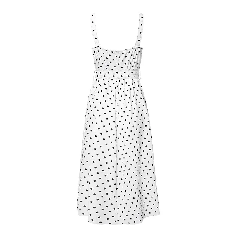 Sleeveless Buttons Belt Bodycon Beach Midi Dress Women Polka Dot Streetwear Casual Dresses Beach Wear Holiday Summer Dress 
Sleeveless Buttons Belt Bodycon Beach Midi Dress Women Polka Dot Streetwear Casual Dresses Beach Wear Holiday Summer Dress