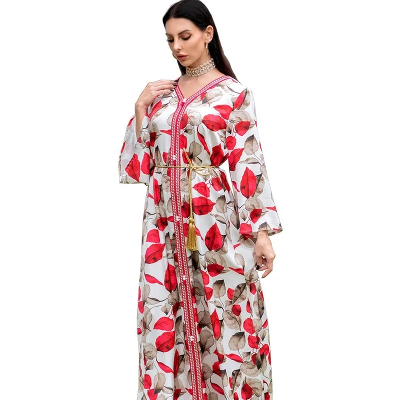Autumn Muslim Women Long Sleeve V-neck Printing Polyester Long Dress Muslim Dress Maxi Dresses for Women
Autumn Muslim Women Long Sleeve V-neck Printing Polyester Long Dress Muslim Dress Maxi Dresses for Women