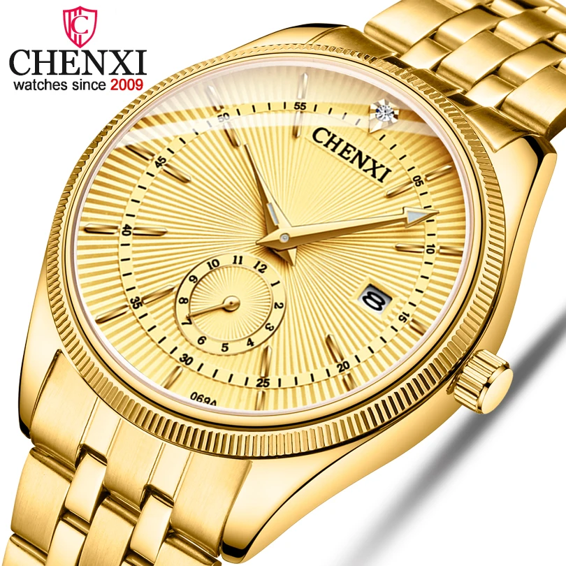 CHENXI Brand Calendar Gold Quartz Watches Men Luxury Hot Selling Wristwatch Golden Clock Male Rhinestone Watch Relogio Masculino
CHENXI Brand Calendar Gold Quartz Watches Men Luxury Hot Selling Wristwatch Golden Clock Male Rhinestone Watch Relogio Masculino