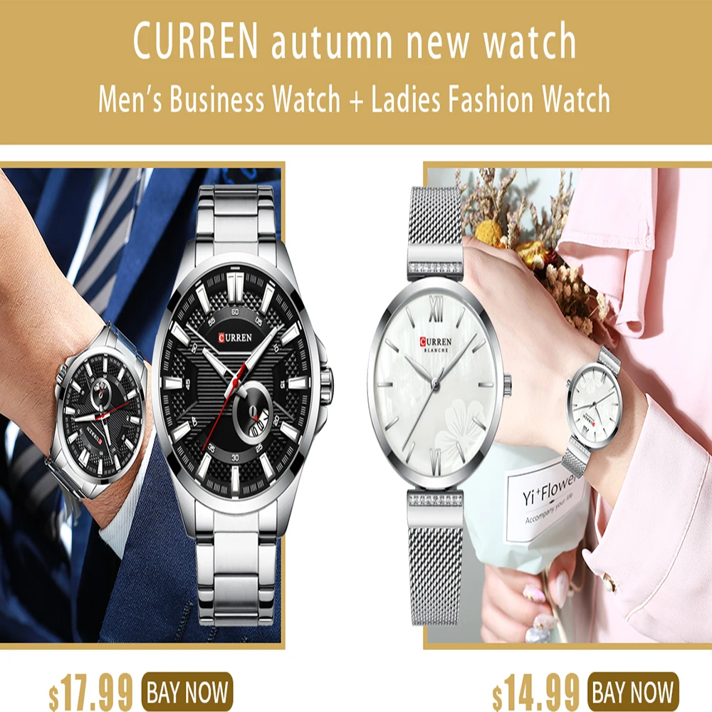 CURREN autumn and winter new high-end couple watches, business travel, waterproof and durable quartz couple watches
CURREN autumn and winter new high-end couple watches, business travel, waterproof and durable quartz couple watches