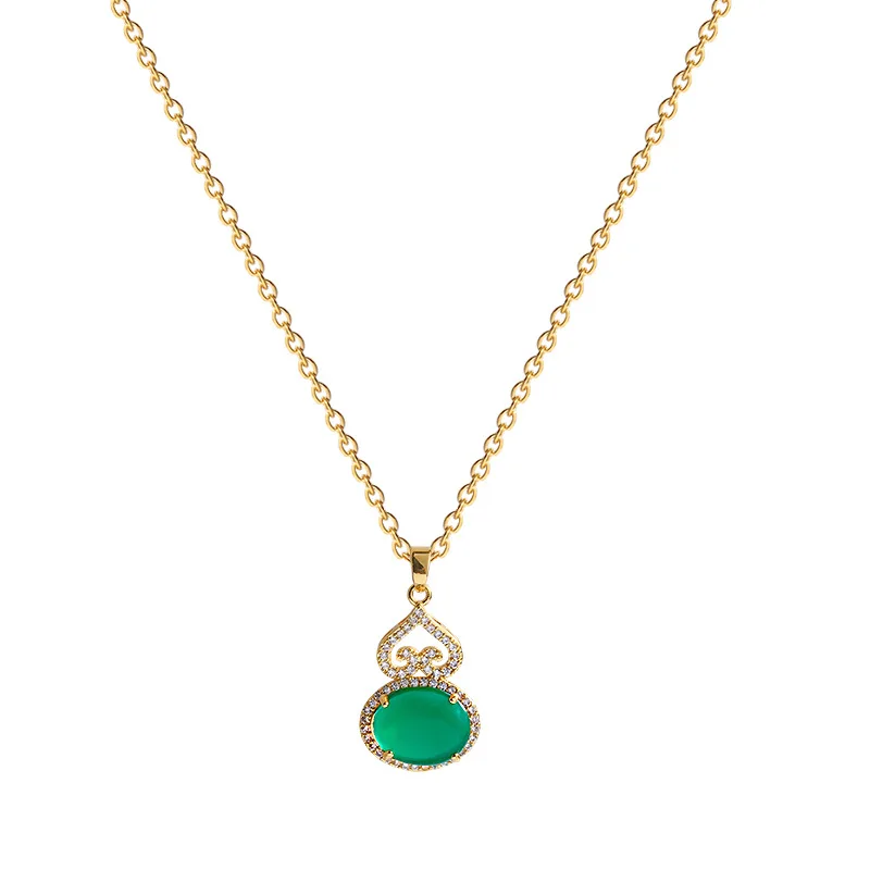 New titanium steel light luxury collarbone chain niche design with chalcedony gourd micro-inlaid pendant necklace
New titanium steel light luxury collarbone chain niche design with chalcedony gourd micro-inlaid pendant necklace