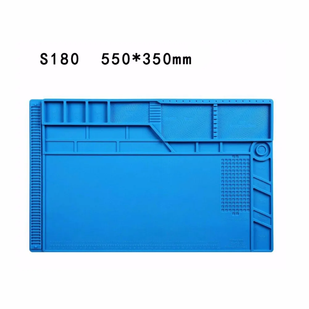 S180 Silicon Heat Insulation Work Pad Soldering Station Repair Mat Desk Maintenance Platform 550*350mm For BGA Soldering Station
S180 Silicon Heat Insulation Work Pad Soldering Station Repair Mat Desk Maintenance Platform 550*350mm For BGA Soldering Station