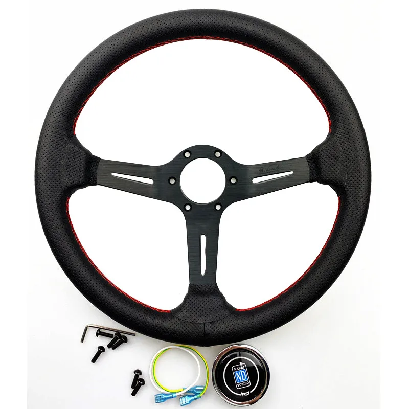 14''(350mm)ND Steering wheel leather red line steering wheel light deep Racing steering wheel Aluminum shelf
14''(350mm)ND Steering wheel leather red line steering wheel light deep Racing steering wheel Aluminum shelf