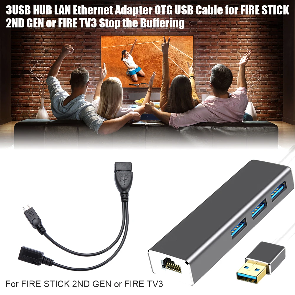 Super FAST 10/100 Mbps Auto-sensing 3 PORT USB HUB LAN Ethernet connector & OTG adapter for Amazon Fire For Generation 2, 3 or 4
Super FAST 10/100 Mbps Auto-sensing 3 PORT USB HUB LAN Ethernet connector & OTG adapter for Amazon Fire For Generation 2, 3 or 4