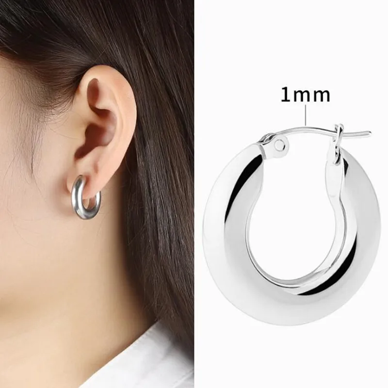 

316 L Stainless Steel Color 5mm Line Big Earring Round Shape Hoop Earrings Never Fade Allergy Free