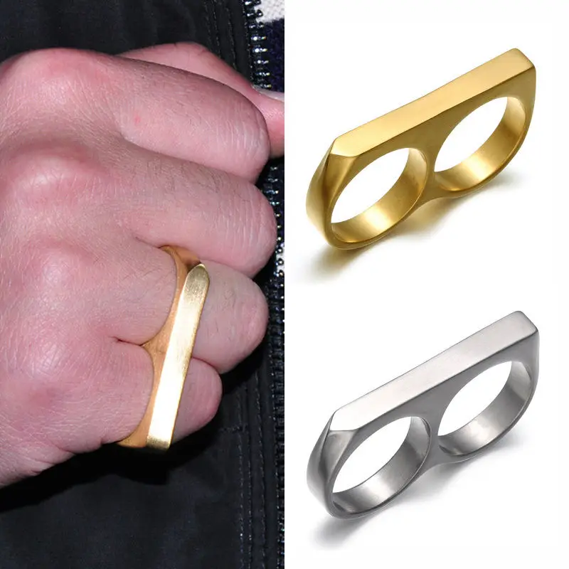 Fashion Men's Double Finger Stainless Steel Ring Matte Punk Party Knuckle Rings For Men Jewelry Simple Titanium Steel Ring
Fashion Men's Double Finger Stainless Steel Ring Matte Punk Party Knuckle Rings For Men Jewelry Simple Titanium Steel Ring