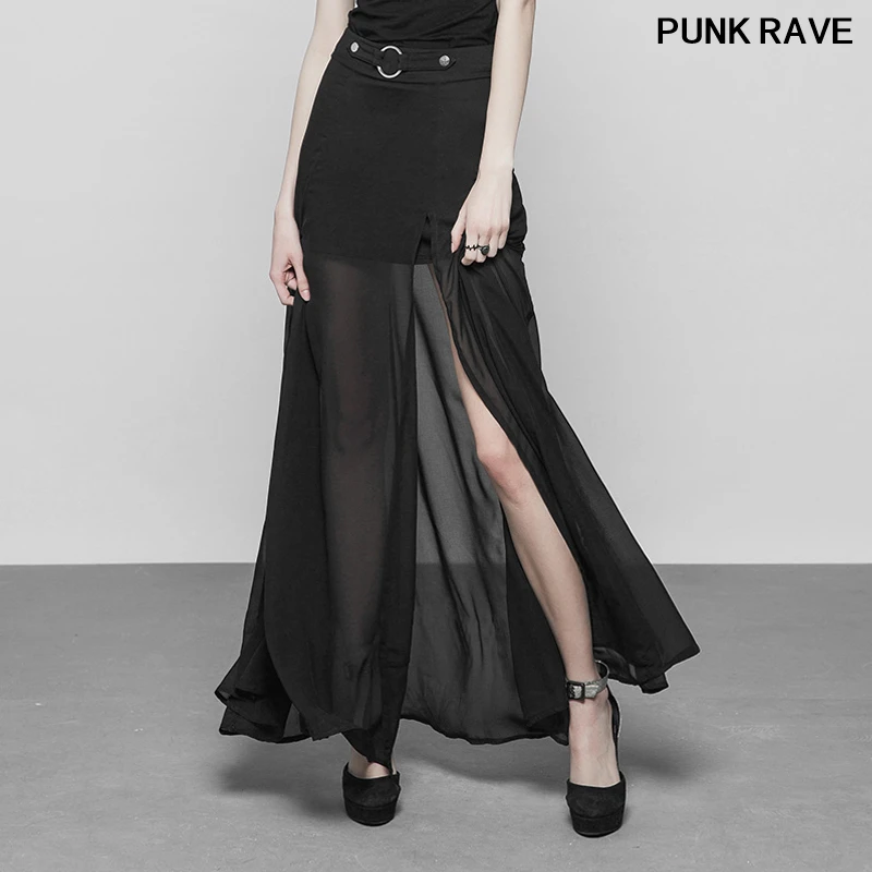 Gothic Two-layered Chiffon O-ring Belt Strap Maxi Skirt fashion Sexy Women Transparent Lace Skirt PUNK RAVE OPQ-357BQF
Gothic Two-layered Chiffon O-ring Belt Strap Maxi Skirt fashion Sexy Women Transparent Lace Skirt PUNK RAVE OPQ-357BQF