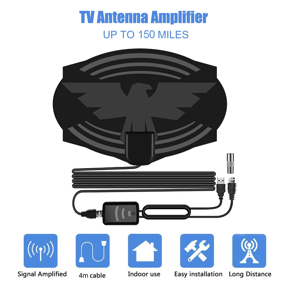 4K Digital HDTV Antenna Linear Polarization Aerial 150 Miles Signal Receiver Amplifier for Indoor Home TV Receivers
4K Digital HDTV Antenna Linear Polarization Aerial 150 Miles Signal Receiver Amplifier for Indoor Home TV Receivers