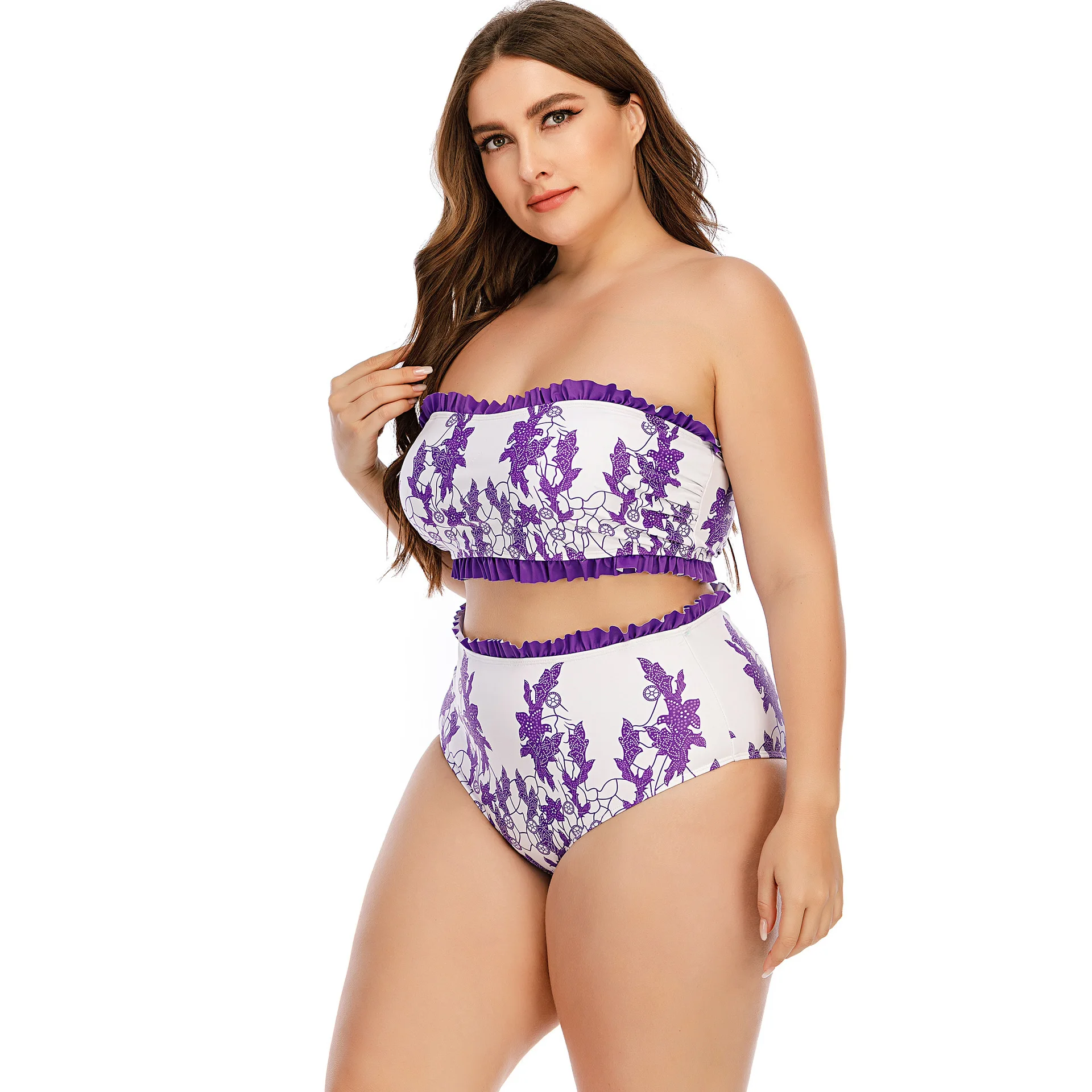 2021 New Split Sleeveless Purple Sexy European and American Printed Beach Plus Size Swimwear High Waist Women's Swimsuit
2021 New Split Sleeveless Purple Sexy European and American Printed Beach Plus Size Swimwear High Waist Women's Swimsuit