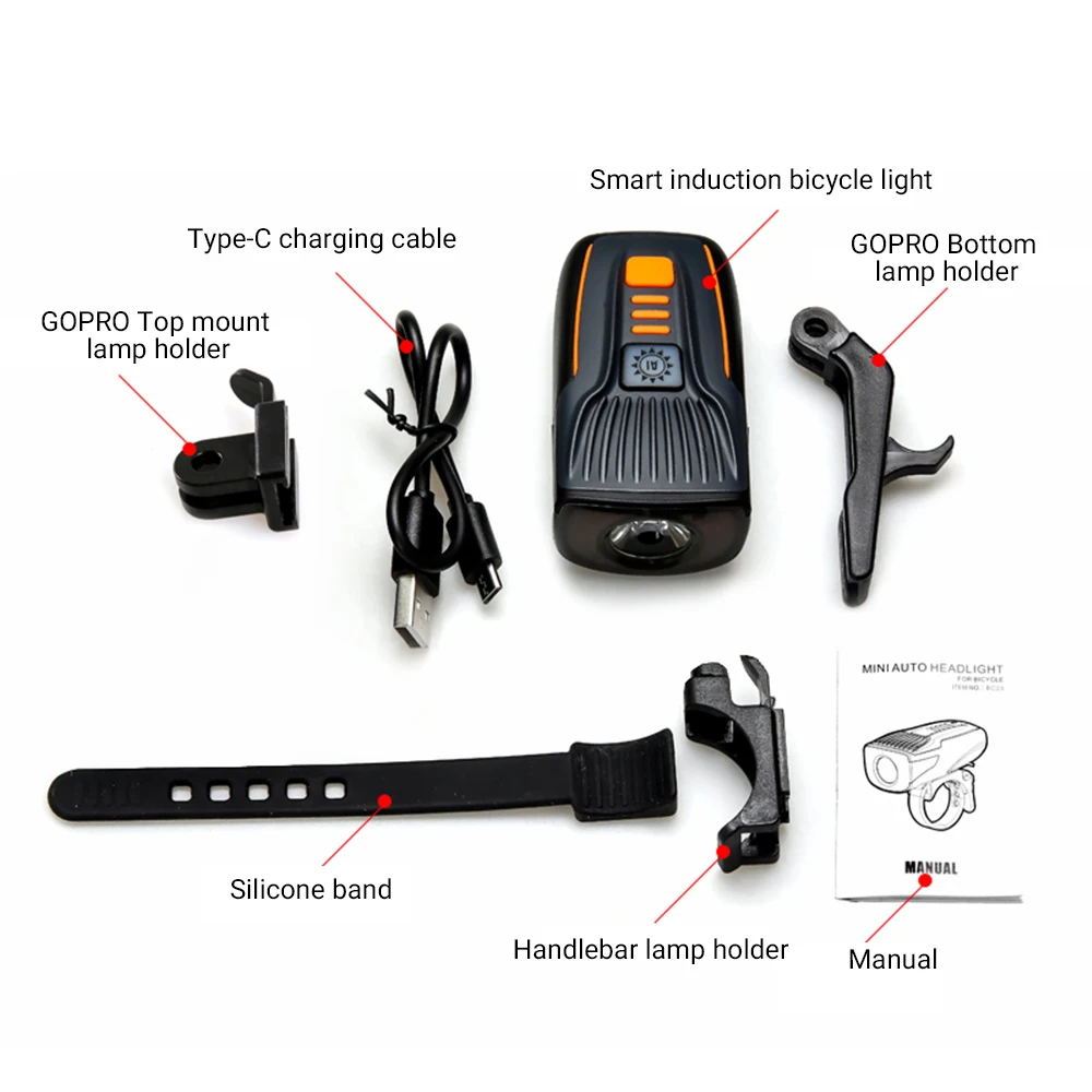 BORUiT Smart Induction Bicycle Front Light Waterproof USB Type-C Rechargeable Bike Headlight Outdoor Mountain Cycling Light
BORUiT Smart Induction Bicycle Front Light Waterproof USB Type-C Rechargeable Bike Headlight Outdoor Mountain Cycling Light